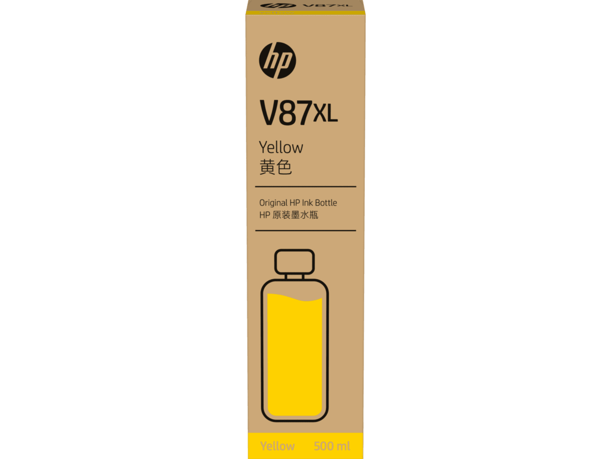 Garrafa de tinta HP V87XL 500 ml amarelo - (7FN96A) - Loja HP.com