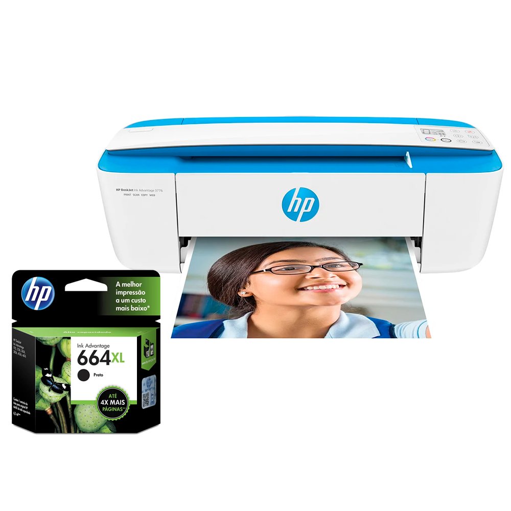 Combo Impressora Multifuncional HP DeskJet Ink Advantage 3776 +