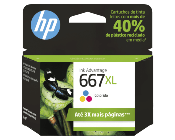 Cartucho de Tinta HP 667XL Colorido Advantage de Alto Rendimento Original (3YM80AB) - Center facing