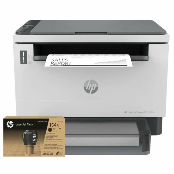 Combo Impressora Multifuncional HP LaserJet Tank 1602w + Kit de Recarga de Toner HP 154A LaserJet Tank Preto Original (2R3E8AC)