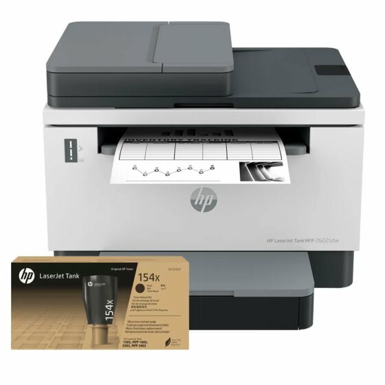 Combo Impressora Multifuncional HP LaserJetTank 2602sdw + Kit de Recarga de Toner HP 154X LaserJet Tank Preto Original (2R7F5AB)
